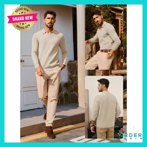 Men's V-Neck Pullover Sweater Textured Knit Classic Casual Elegant Everyday Wear - Picture 7 of 8